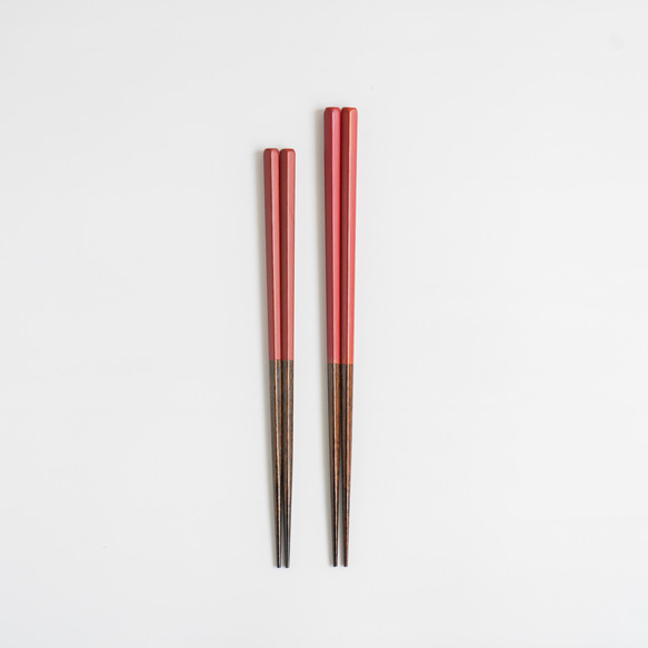 【漆塗り】五角形のお箸 【女性向けの長さ】赤色（朱色）短め　日本製 5枚目の画像