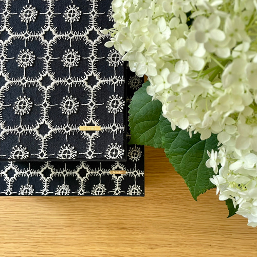 インテリアボックス【M】 anemone （ネイビー） ミナペルホネンの生地  