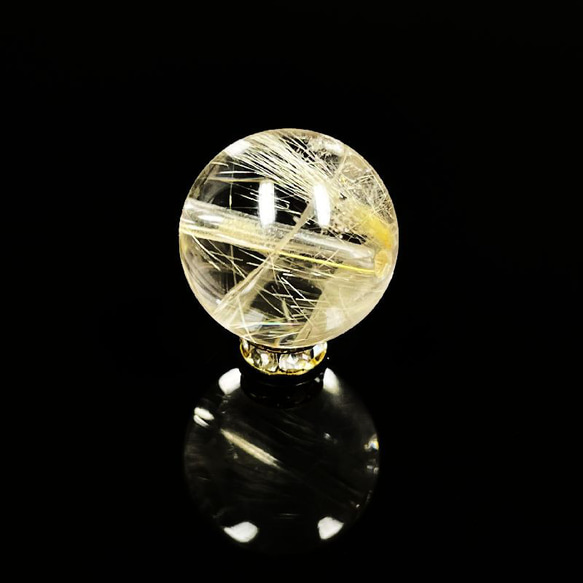 透明度抜群!!】14ミリ 現品1粒売り ゴールドルチル クォーツ 虹入り 
