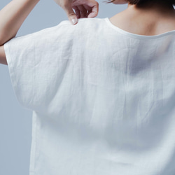 [wafu] 親膚的亞麻上衣！敏感肌膚法式袖T卹/白色 t055a-white 第16張的照片