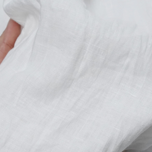 [wafu] 親膚的亞麻上衣！敏感肌膚法式袖T卹/白色 t055a-white 第20張的照片