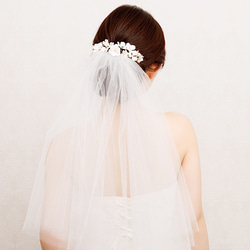 MA148  ブライダル ウェディング バックカチューシャ ホワイトフラワー ヘッドアクセサリー 結婚 和装 髪飾り 4枚目の画像