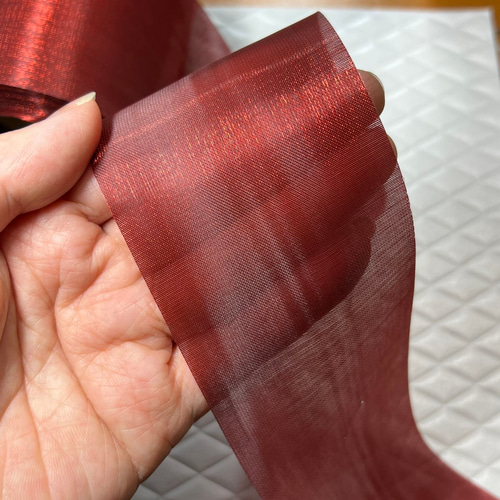 SALE ワインレッド〈長さ2M〉シャイニー リボン 幅60mm ラメ