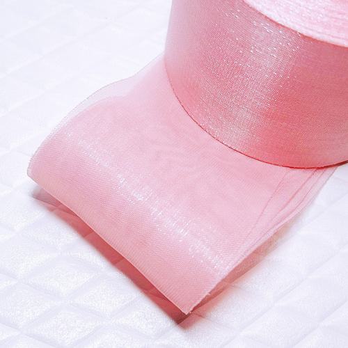 SALE ピンク〈長さ2M〉シャイニー リボン 幅60mm ラメ ツヤ感 リボン