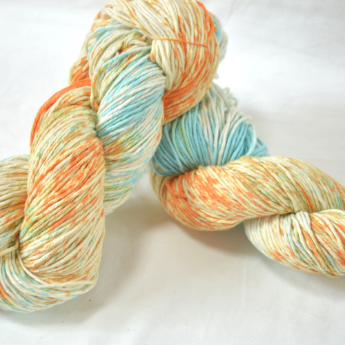 手染め糸 コットン オレンジ水色 nijiyarn 毛糸 nijiyarn 通販