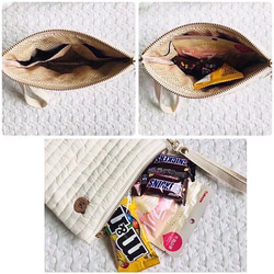 kumasanネイビー　保冷保温ポーチ　播州織　くま 10枚目の画像