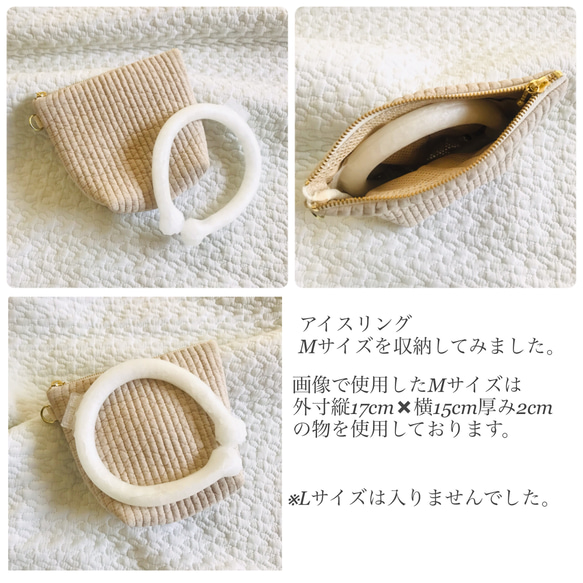 kumasanネイビー　保冷保温ポーチ　播州織　くま 8枚目の画像