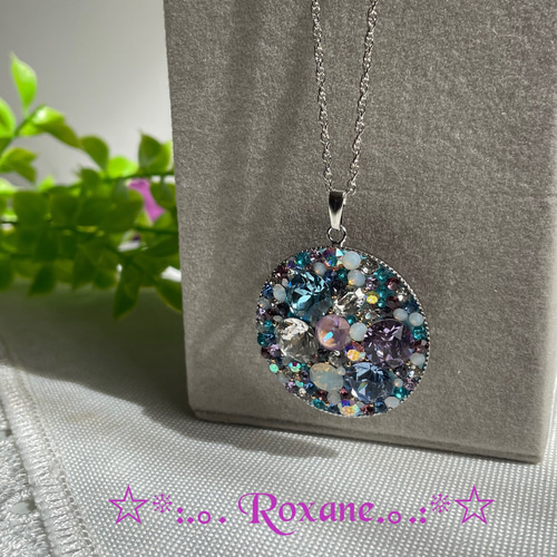 【美品】SWAROVSKI スワロフスキー ネックレス ビジュー ブルー系