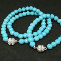 ターコイズ ネックレス・ブレスバングルセット強力マグネットクラスプ