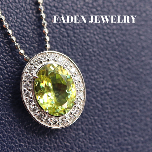 Pt850/900 スフェーンオーバルデザインペンダント S1.65ct ネックレス