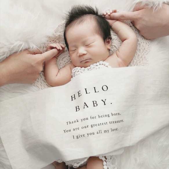Hello Baby Tapestry | ニューボーンフォト | 誕生日 | バースデー タペストリー 1枚目の画像