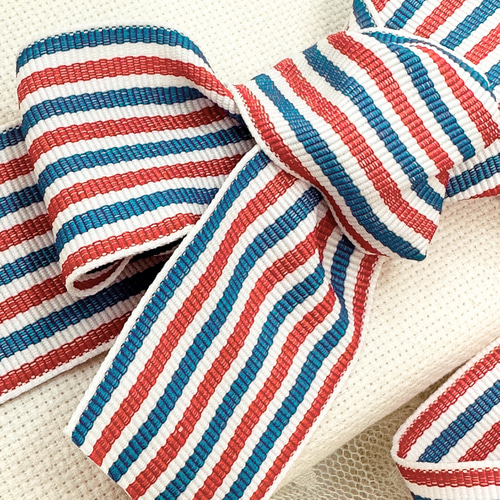 USA リボン ストライプ 白×赤×青 1m単位 R23 リボン・テープ アンの家