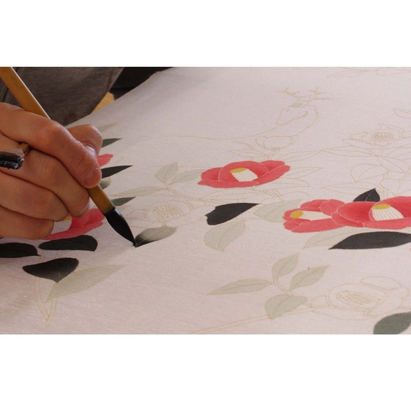 手描友禅の技術で染めたフラップペンケース　瑞雲　橙 11枚目の画像