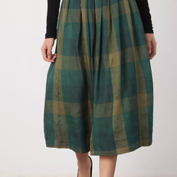 大人気.グリーンギャザースカート.ふんわり涼しげハイウエストスカート.秋冬春も上品なカラー[S--XL] 4枚目の画像