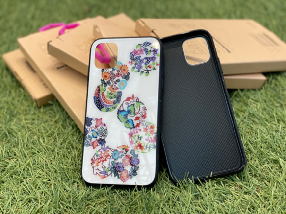 【送料無料】OKINAWA片面　紅型・ホワイト　沖縄 iPhoneケース・スマホカバー 人気・おすすめ｜使いやすい・旅行におすすめ 品質保証 全国発送 正規品・日本国内発送・安心保証付き