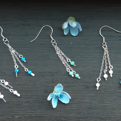ピアスフック・チェーン  オパール　ピアス Opal beads chain Earrings 2枚目の画像