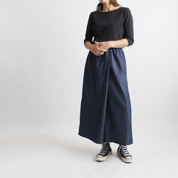⁂初夏ＳＡＬＥ　９０ｃｍ　巻きスカートに見えるフラップ ラップ パンツ　幅広ワイド甘織デニム　ナローH38 7枚目の画像
