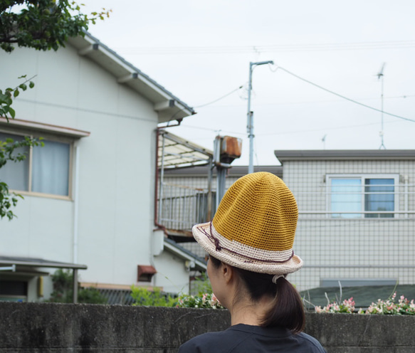 軽い・洗える・折りたためる★夏の麦わら帽子／マスタード 1枚目の画像