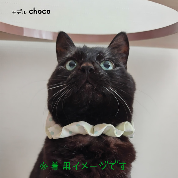 【首周り最大30cm】お花シュシュ(グリーン) 猫シュシュ首輪 プレゼント ギフト 5枚目の画像