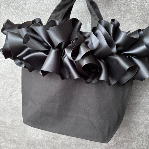 Kitamura フリルリボン トートバッグ ハンドバッグ　バケツバッグ フリルリボンバッグ fluffy bag リボントートバッグ フリフリバッグ