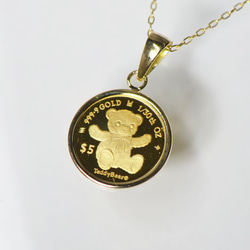 純金金貨 コイン 1/30オンス ペンダントトップ K18 テディベア YK-AR088 2枚目の画像