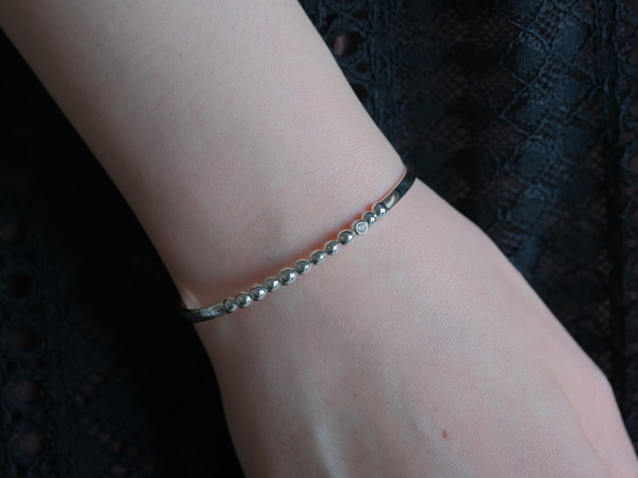 Diamond Tenging bangle bracelet ダイヤモンドつぶつぶバングル　silver925　シルバ 10枚目の画像