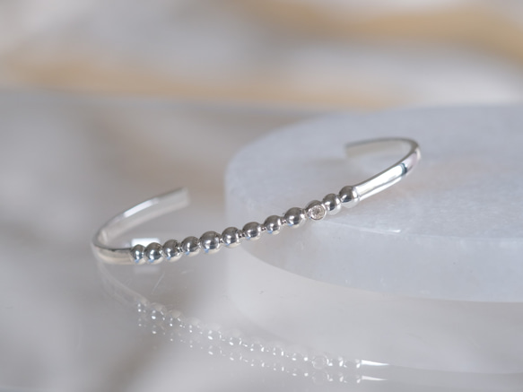 Diamond Tenging bangle bracelet ダイヤモンドつぶつぶバングル　silver925　シルバ 1枚目の画像