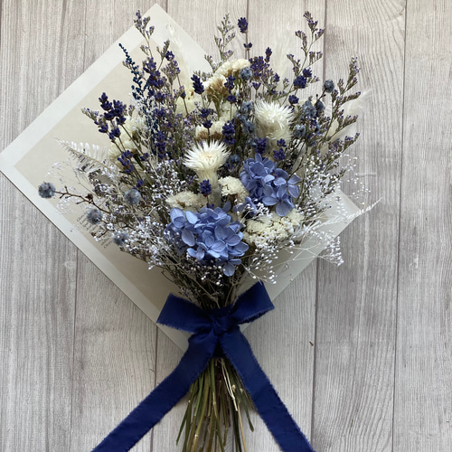 ラベンダーとブルーファンタジアのスワッグブーケ /ドライフラワー