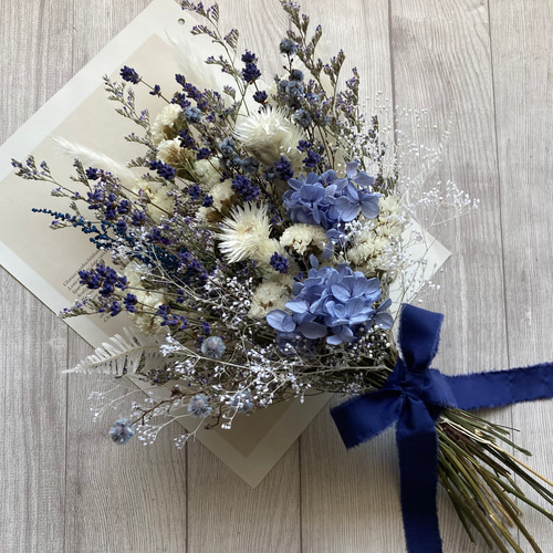ラベンダーとブルーファンタジアのスワッグブーケ /ドライフラワー