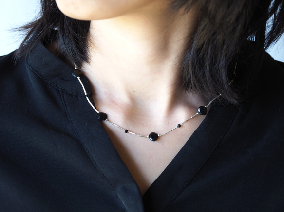 -Black spinel・Silver- CHOKER 1枚目の画像