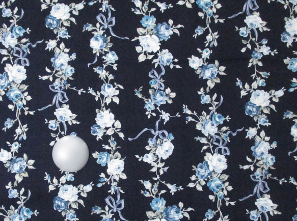 花柄ストライプギャザースカート　ミッドナイトブルー 6枚目の画像