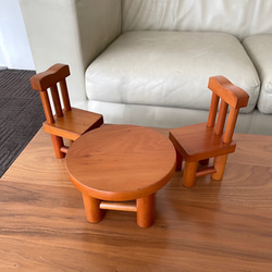 イスと丸テーブル　北海道カツラ材　使用感の少ない中古リペア品　ヴィンテージ　お値引きしました。 3枚目の画像