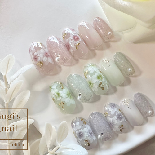 ネイルチップ No.74 フラワーネイル nail ジェルネイル ネイルチップ ...