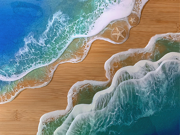 海のバンブートレー！ランチョンマット 木製トレイ ハンドメイド 3枚目の画像