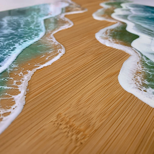 海のバンブートレー！ランチョンマット 木製トレイ ハンドメイド
