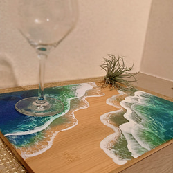 海のバンブートレー！ランチョンマット 木製トレイ ハンドメイド 6枚目の画像