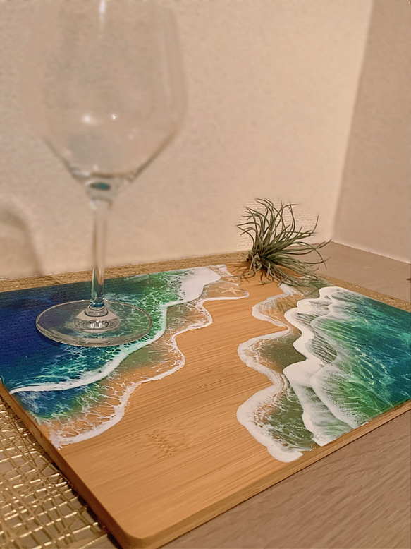 海のバンブートレー！ランチョンマット 木製トレイ ハンドメイド 6枚目の画像