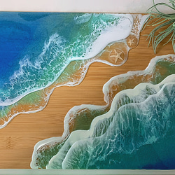 海のバンブートレー！ランチョンマット 木製トレイ ハンドメイド 2枚目の画像