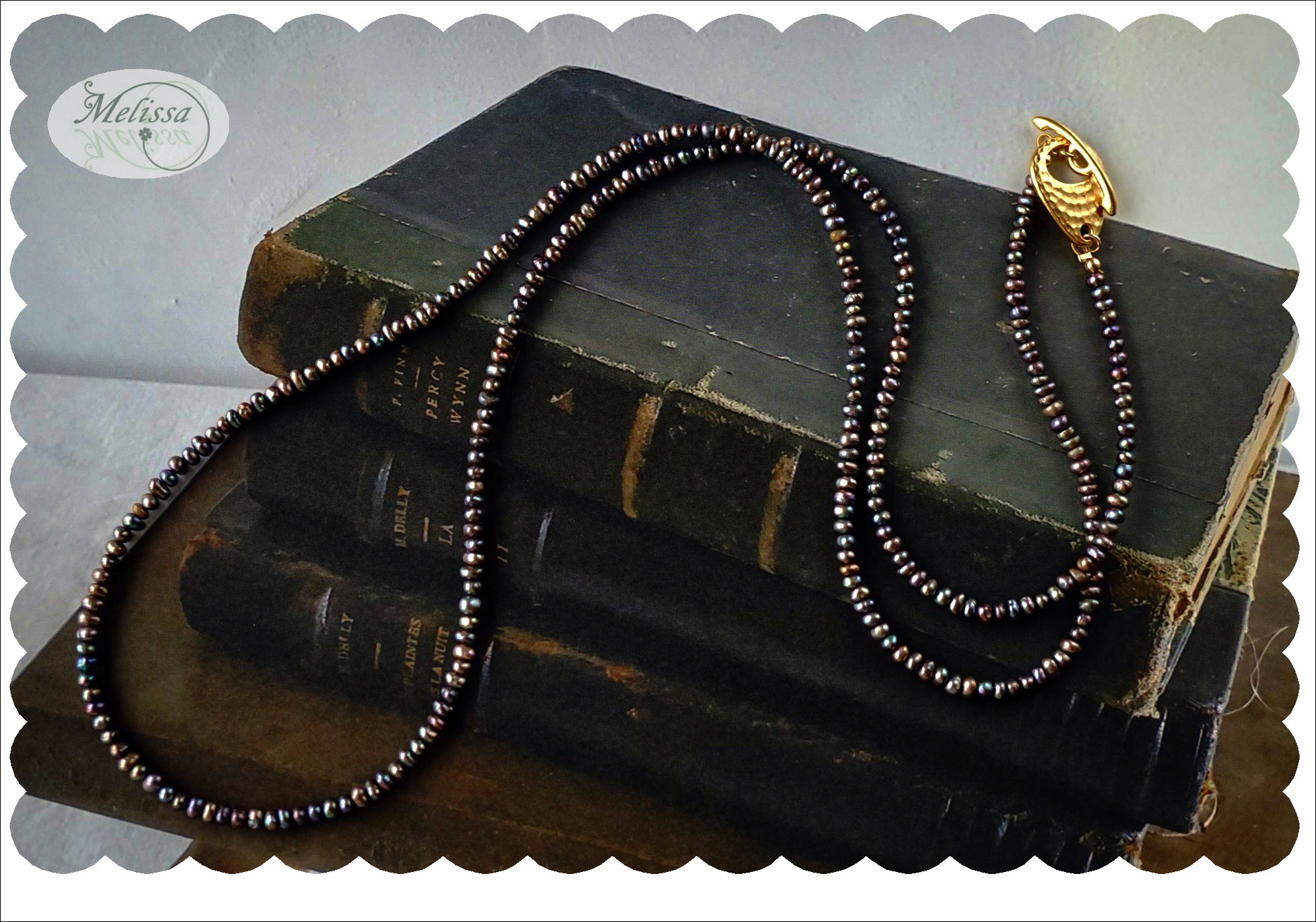 淡水パールのロングネックレス　//ﾒﾀﾘｯｸｼﾙﾊﾞｰ