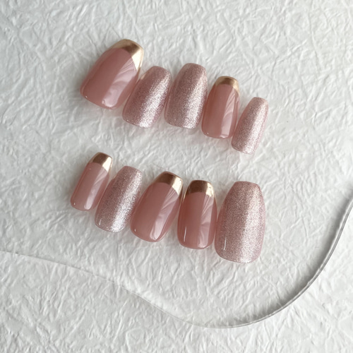 ミラーフレンチ×マグネット♡ネイルチップ フレンチ♡】ミラーフレンチ×マグネット♡ネイルチップ ネイル