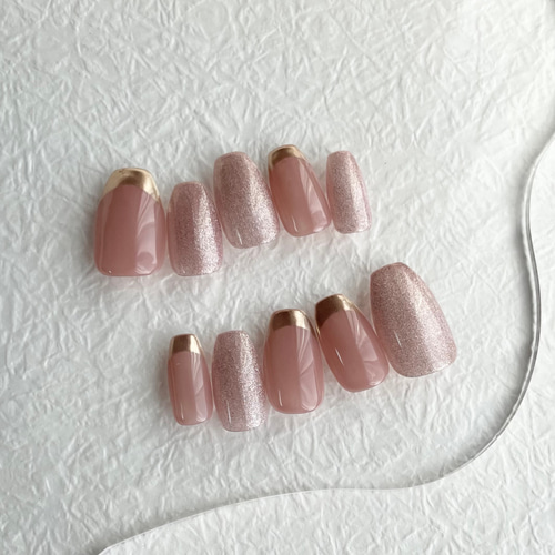 フレンチ♡】ミラーフレンチ×マグネット♡ネイルチップ ネイルチップ