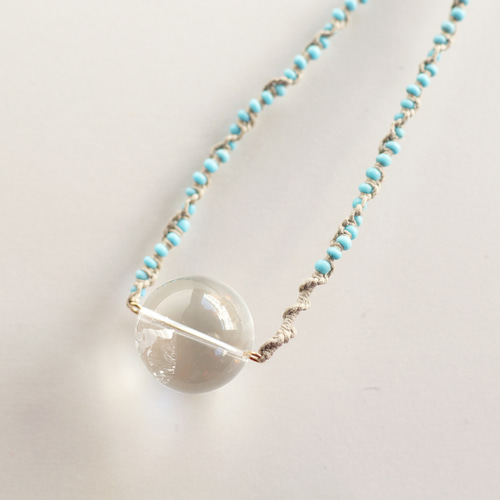 ヒマラヤ産ガネーシュヒマール水晶18mm球マクラメネックレス