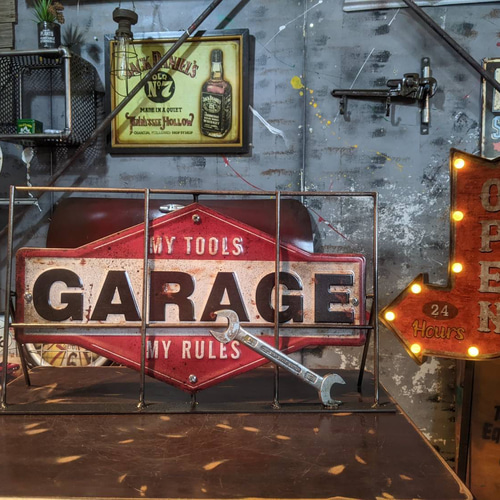 GARAGEサインボード ガレージ壁掛け看板 アメリカンフェンス 店舗什器 GARAGEサインボード ガレージ壁掛け看板 アメリカンフェンス