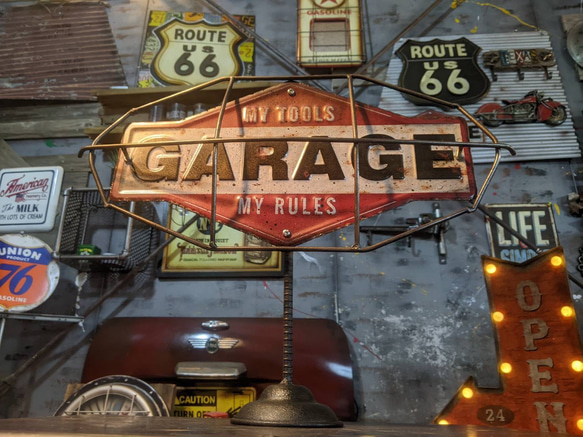 アメリカンフェンス ガレージ 卓上看板 GARAGEサインボード BASE