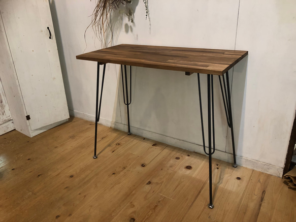 アカシアと鉄脚の机　着色有　90cm×45cm  H75.5cm　アイアンレッグ　iron 2枚目の画像