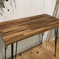 アカシアと鉄脚の机　着色有　90cm×45cm  H75.5cm　アイアンレッグ　iron 4枚目の画像