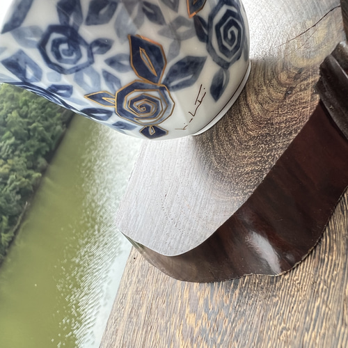 高級 黒檀 コースター 無垢 床柱 希少 木材 木 ウッド ハンドメイド 花