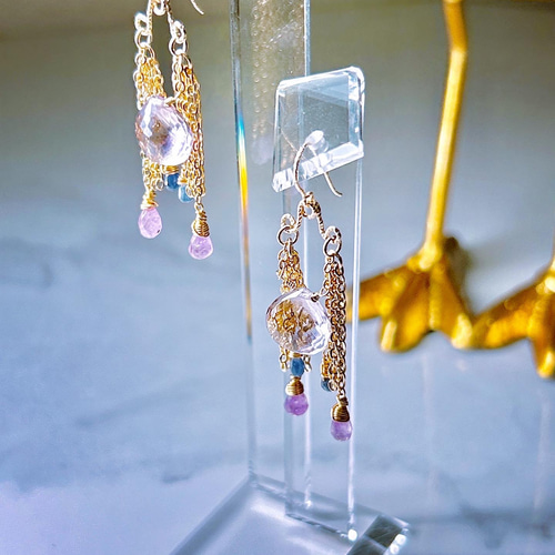 14kgfバイカラーシトリン・サファイアピアス/イヤリング 【公式通販】