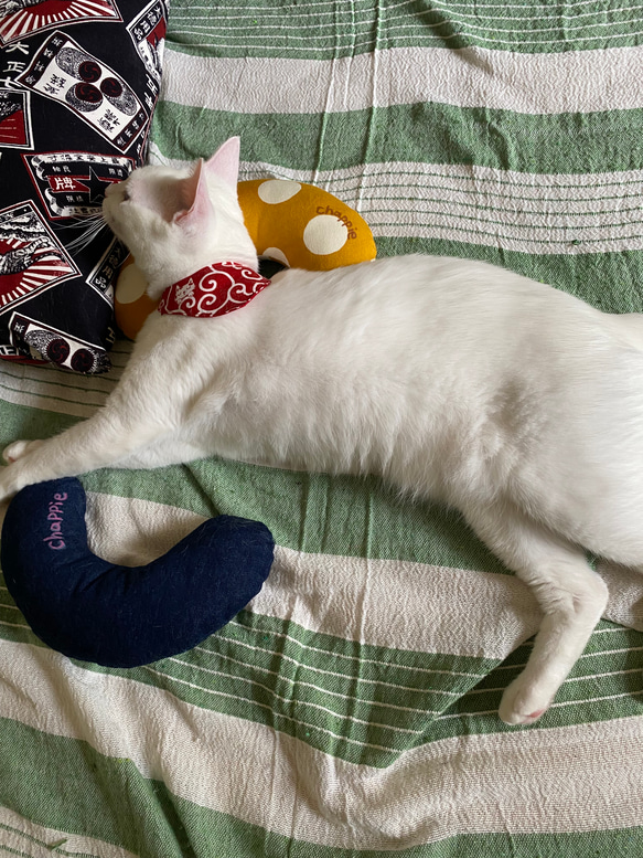 猫のおもちゃ・抱き枕、キッカー・蹴りぐるみ・キャンパス地・デニム地 3枚目の画像