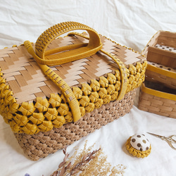 在庫あり バスケット型 花結び 裁縫箱 たちばさみサイズ【からしクラフト】針刺し付き 母へプレゼント